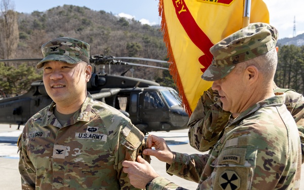 Army garrison Soldiers in Korea don Eighth Army patches