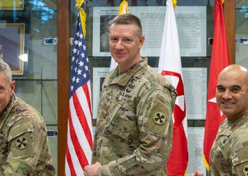 Army garrison Soldiers in Korea don Eighth Army patches