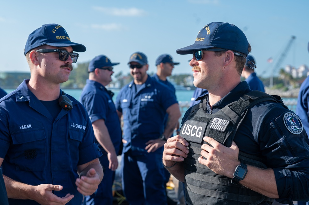 Coast Guard Cutter Valiant offloads approximately $141 million worth of narcotics at Base Miami Beach