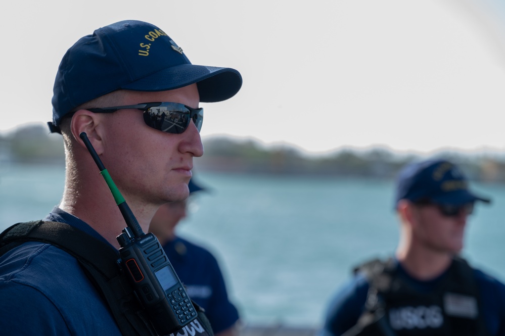 Coast Guard Cutter Valiant offloads approximately $141 million worth of narcotics at Base Miami Beach