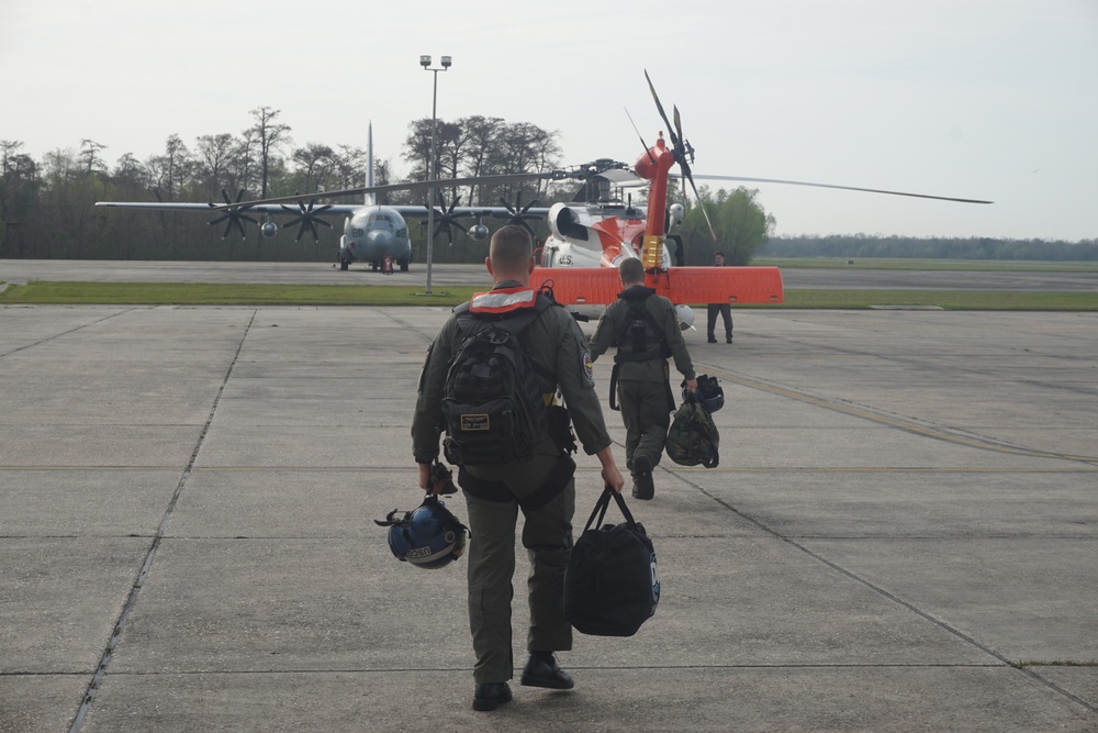 U.S. Coast Guard conducts security flyovers over Mardi Gras celebrations