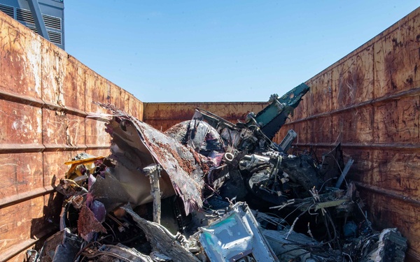 gathered salvage parts A total of 33,388 lbs. of debris was recovered