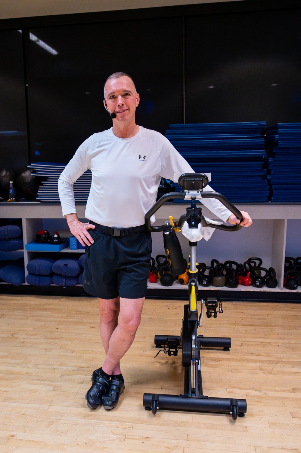 349 MSG commander leads fitness spin class