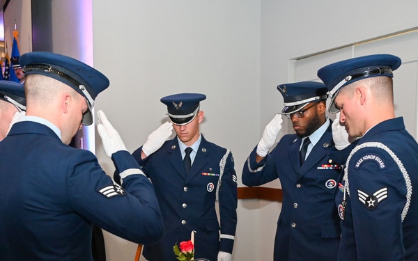 Honor Guard Salutes Missing Man Table