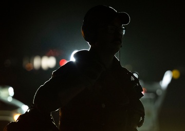 A B-1B Lancer assigned to the 34th Expeditionary Bomb Squadron takes off to conduct one of the last flying sorties in support of BTF 25-1, Mar. 6, 2025