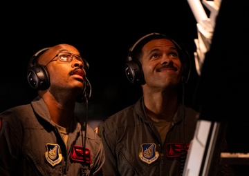 A B-1B Lancer assigned to the 34th Expeditionary Bomb Squadron takes off to conduct one of the last flying sorties in support of BTF 25-1, Mar. 6, 2025