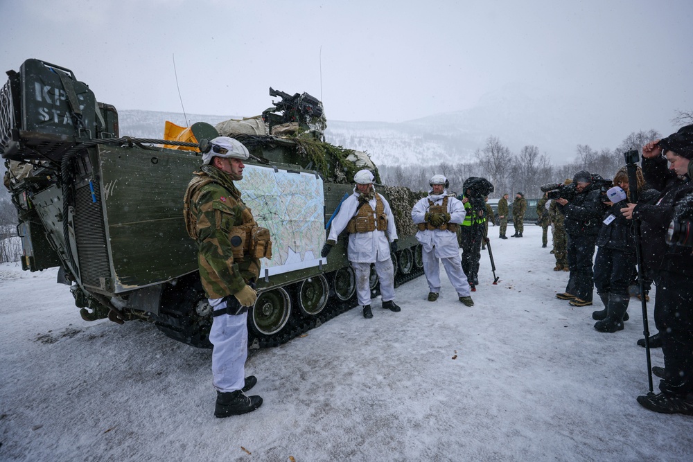 U.S., Allied forces present military equipment display for media in Norway during exercise