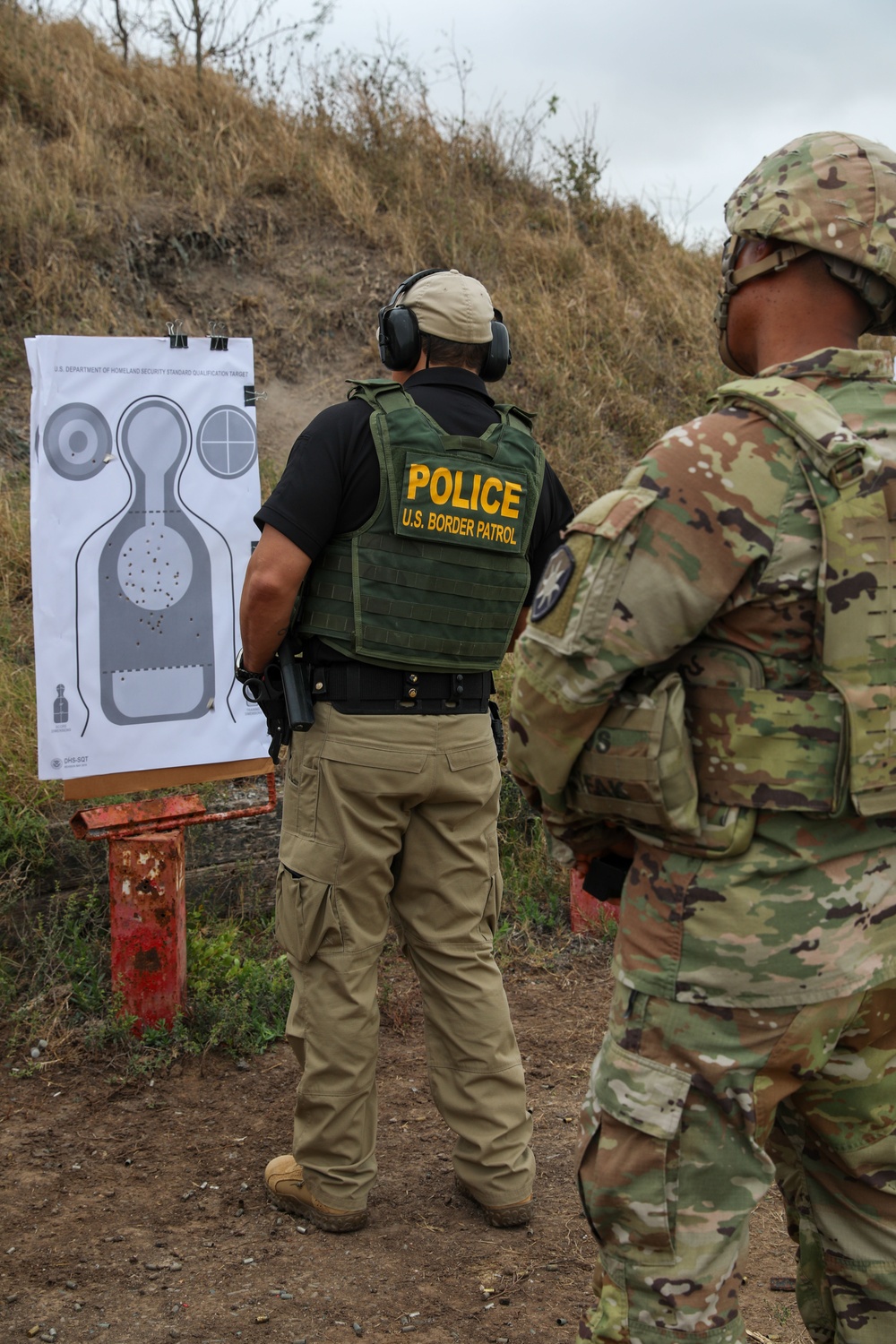 U.S. Soldiers serve as safety's for CBP range