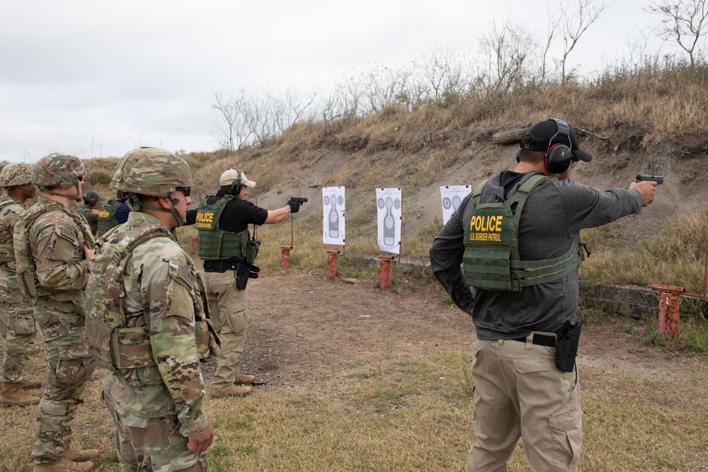 U.S. Soldiers serve as safety's for CBP range