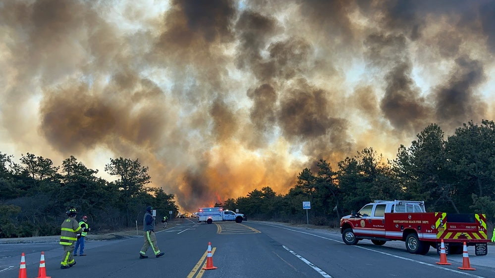 New York National Guard and over 80 Fire Departments fight Pine Barrens Fire