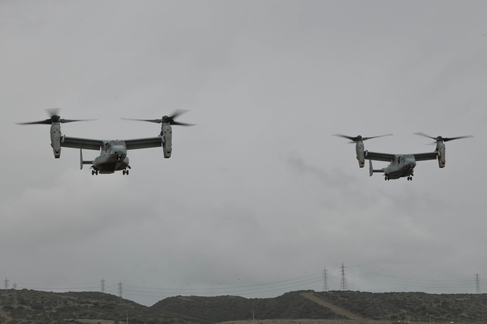 U.S. Marines with VMM-164 conduct an MV-22 Osprey training flight