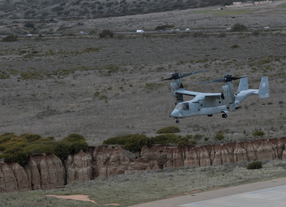 U.S. Marines with VMM-164 conduct an MV-22 Osprey training flight