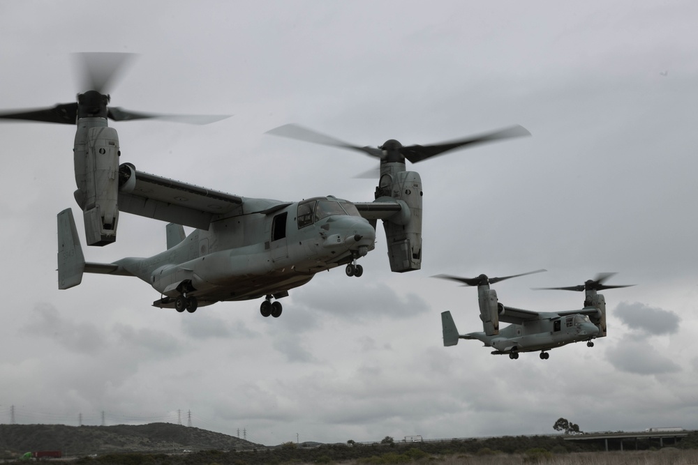 U.S. Marines with VMM-164 conduct an MV-22 Osprey training flight