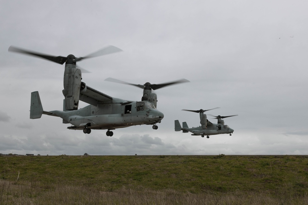 U.S. Marines with VMM-164 conduct an MV-22 Osprey training flight