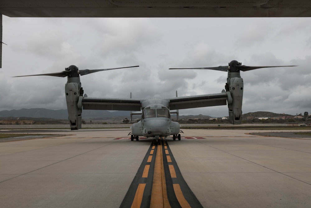 U.S. Marines with VMM-164 conduct an MV-22 Osprey training flight