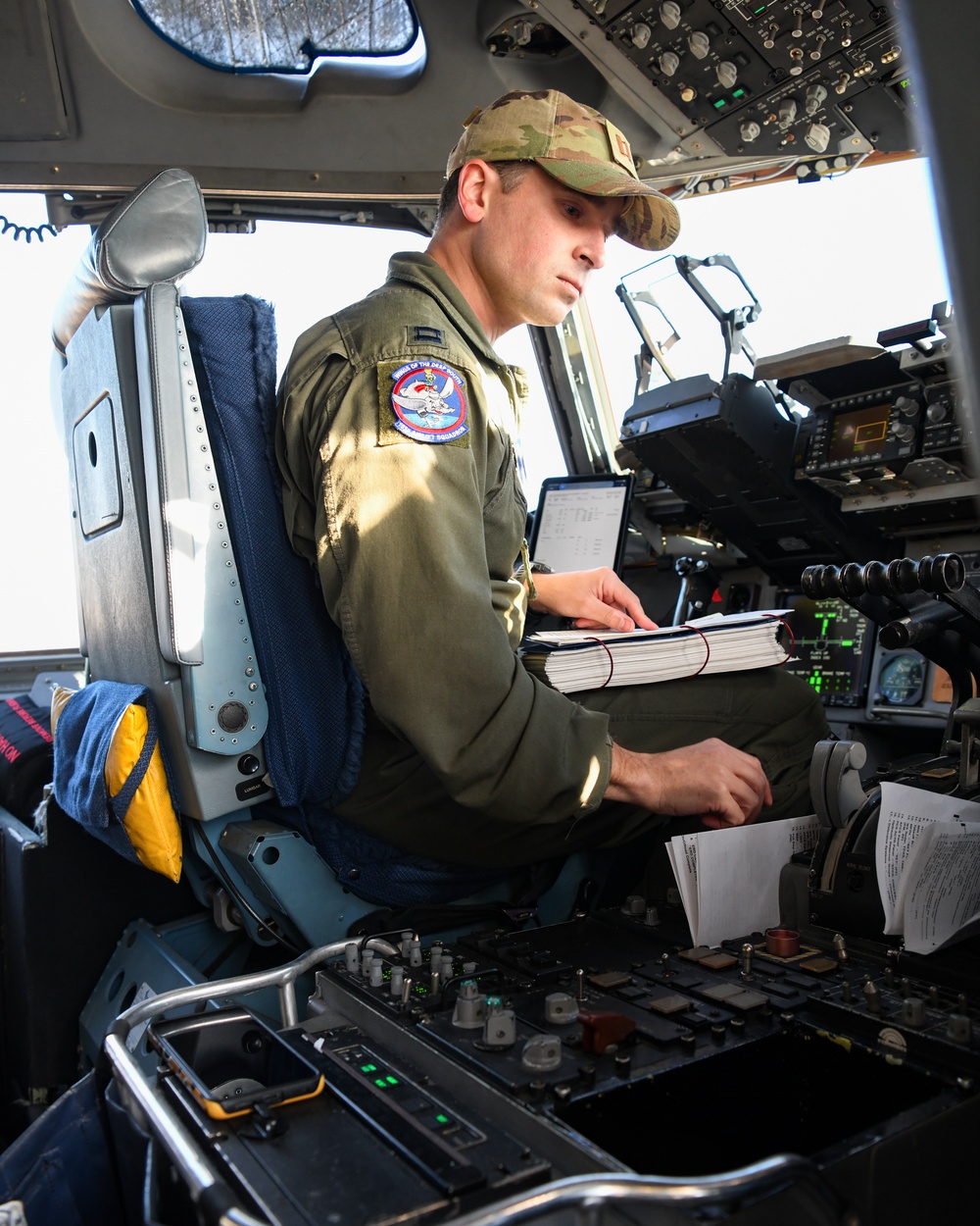 172nd Airlift Wing crew members perform pre-flight checks before departure from Springfield-Beckley Municipal Airport