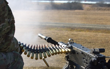 Bravo Battery, 1st Battalion, 77th Field Artillery Regiment fire the M2 50.Cal