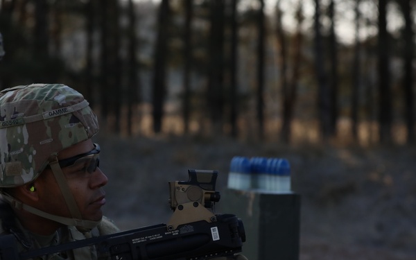 Headquarters and Headquarters Battery, 1st Battalion, 77th Field Artillery Regiment fire the M320 Grenade Launcher Module