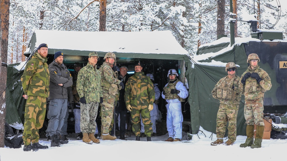 Norwegian Crown Prince Haakon visits MLRS battalion Soldiers during exercise Joint Viking 25 in Norway