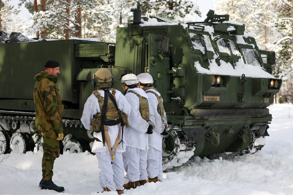 Norwegian Crown Prince Haakon visits MLRS battalion Soldiers during exercise Joint Viking 25 in Norway