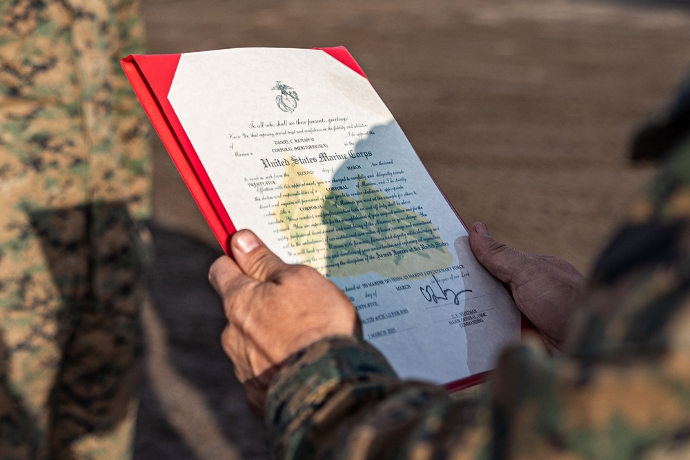 ARTP 24.4 | 3/12 Marine is Meritoriously Promoted to Corporal