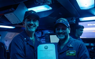 USS Milius Conducts Reenlistment Ceremony