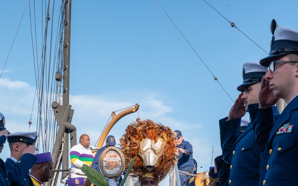 Coast Guard annual drop off of the Krewe of Zulu