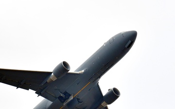 KC-46 takes off at Aviano during Fighting Wyvern 25-01