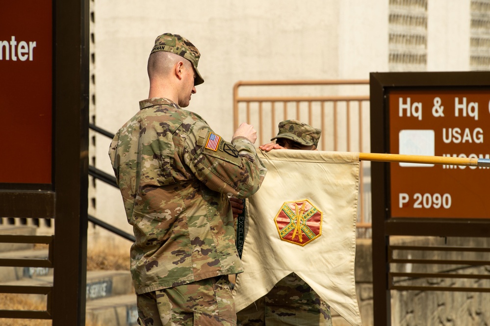 Humphreys garrison Soldiers don the Eighth Army Patch