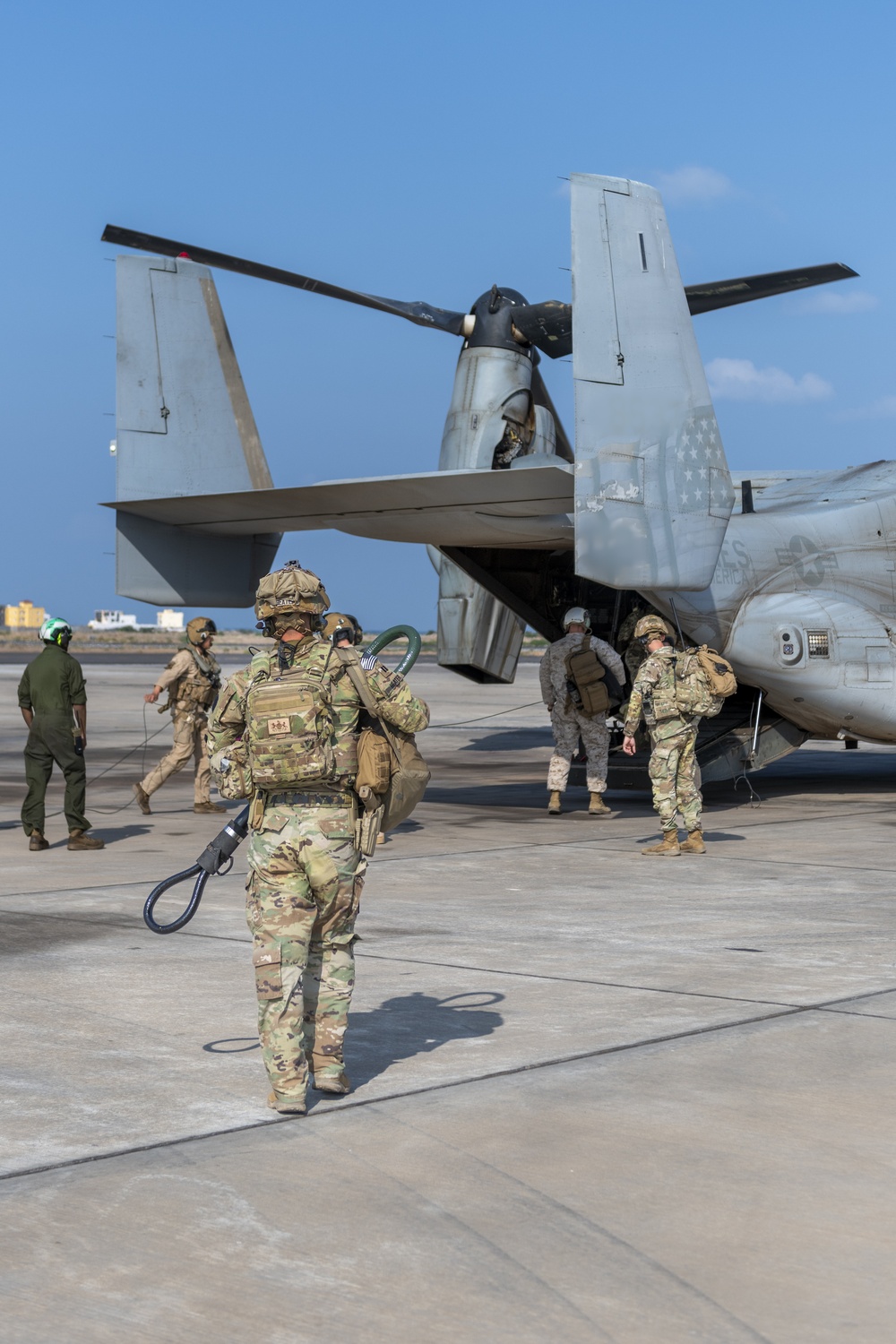 Task Force Associator Soldiers conduct sling-load training with Marines