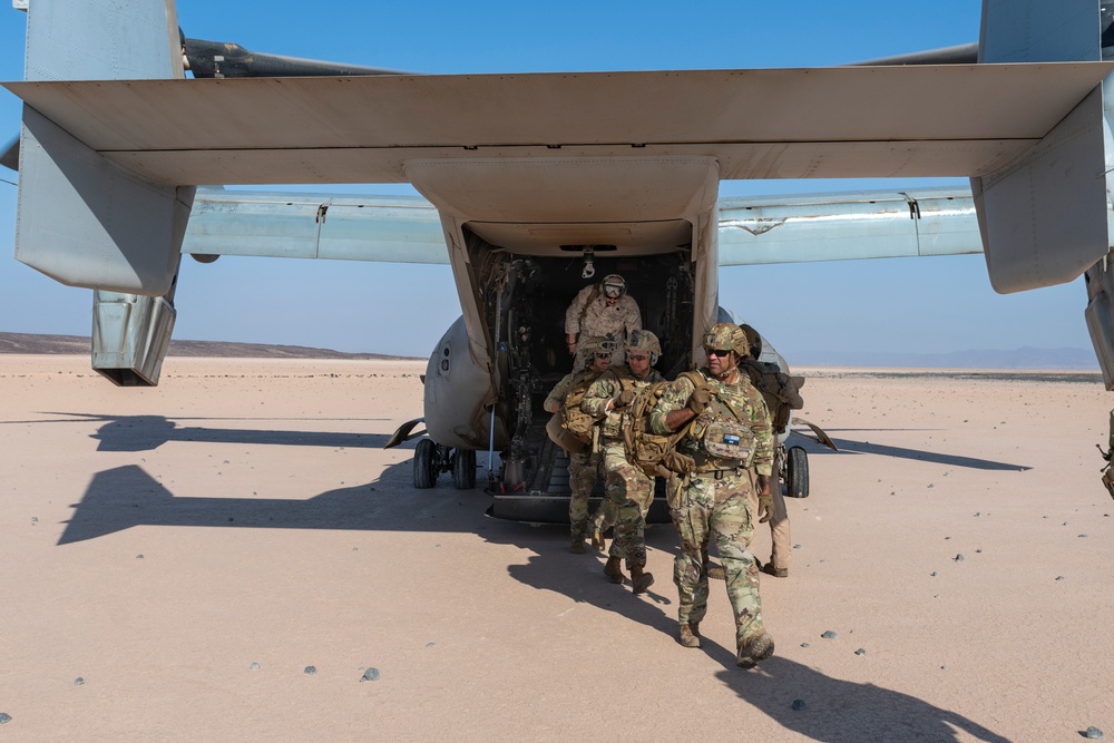 Task Force Associator Soldiers conduct sling-load training with Marines