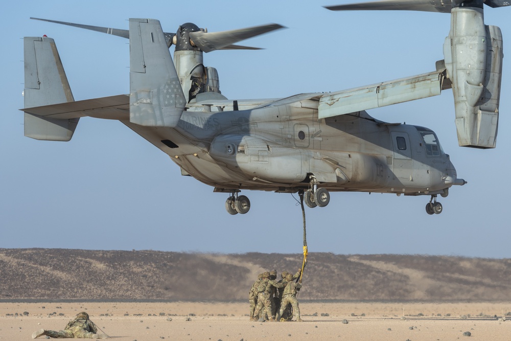 Task Force Associator Soldiers conduct sling-load training with Marines