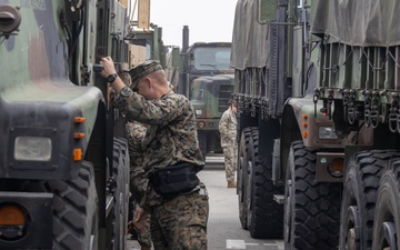 U.S. Marines prepare to return from the LA Fire Clean up