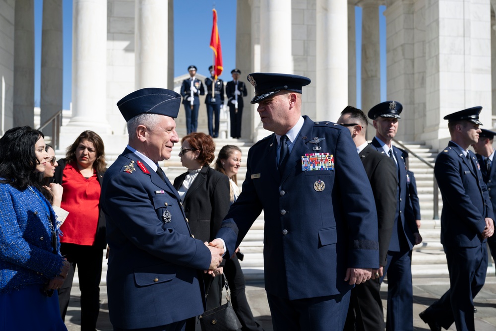 Commander of the Turkish Air Force Gen. Ziya Cemal Kadıoğlu Participates in an Air Force Full Honors Wreath-Laying Ceremony at the Tomb of the Unknown Soldier