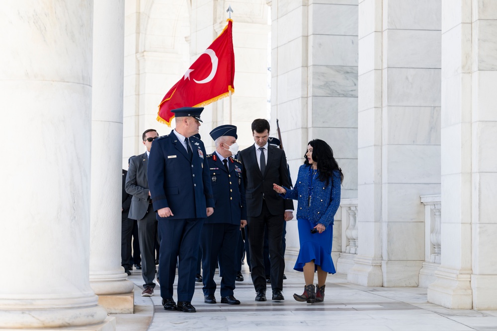 Commander of the Turkish Air Force Gen. Ziya Cemal Kadıoğlu Participates in an Air Force Full Honors Wreath-Laying Ceremony at the Tomb of the Unknown Soldier