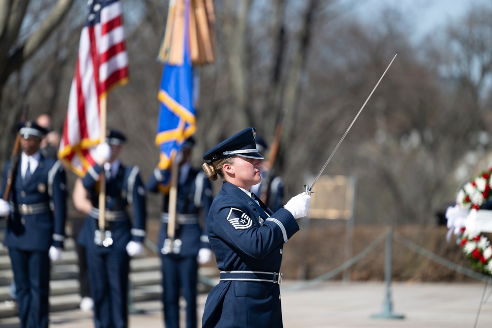 Commander of the Turkish Air Force Gen. Ziya Cemal Kadıoğlu Participates in an Air Force Full Honors Wreath-Laying Ceremony at the Tomb of the Unknown Soldier