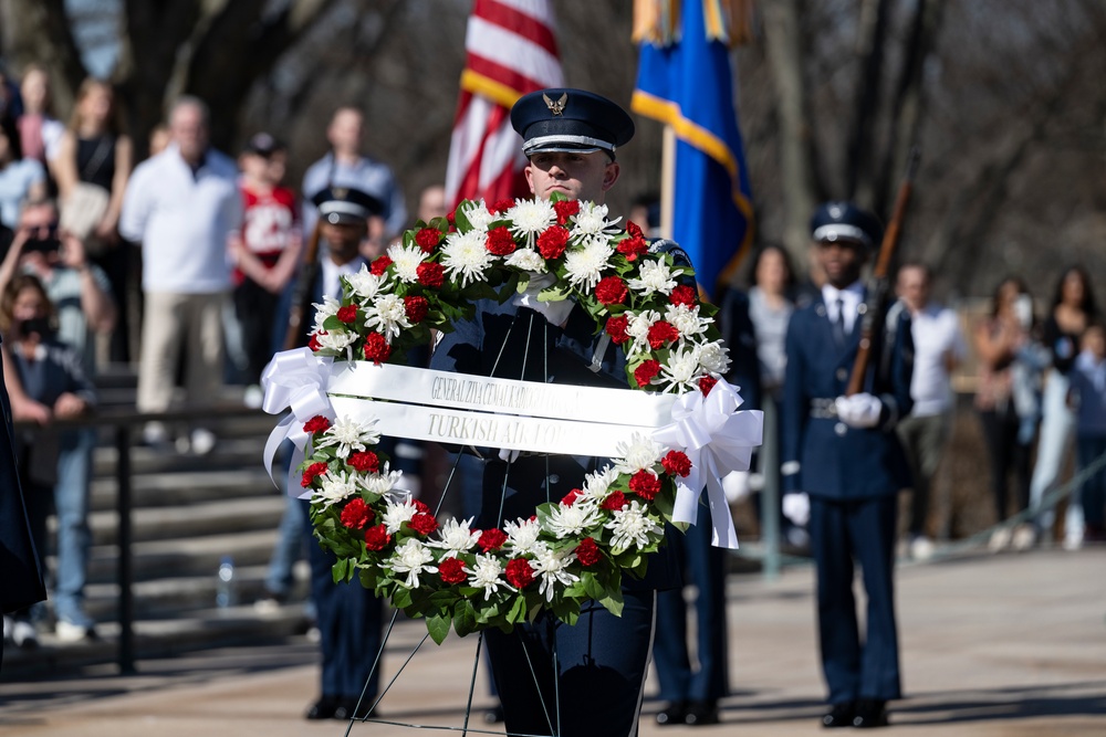 Commander of the Turkish Air Force Gen. Ziya Cemal Kadıoğlu Participates in an Air Force Full Honors Wreath-Laying Ceremony at the Tomb of the Unknown Soldier