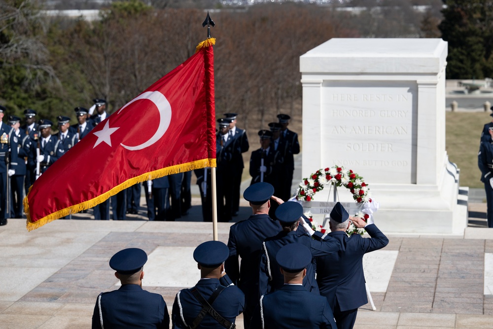 Commander of the Turkish Air Force Gen. Ziya Cemal Kadıoğlu Participates in an Air Force Full Honors Wreath-Laying Ceremony at the Tomb of the Unknown Soldier