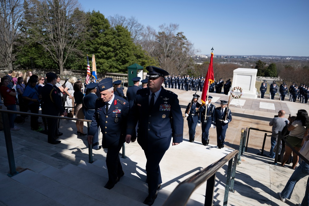 Commander of the Turkish Air Force Gen. Ziya Cemal Kadıoğlu Participates in an Air Force Full Honors Wreath-Laying Ceremony at the Tomb of the Unknown Soldier