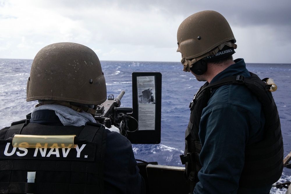 Wayne E. Meyer Sailors Conduct Crew Served Weapons Qualification Event