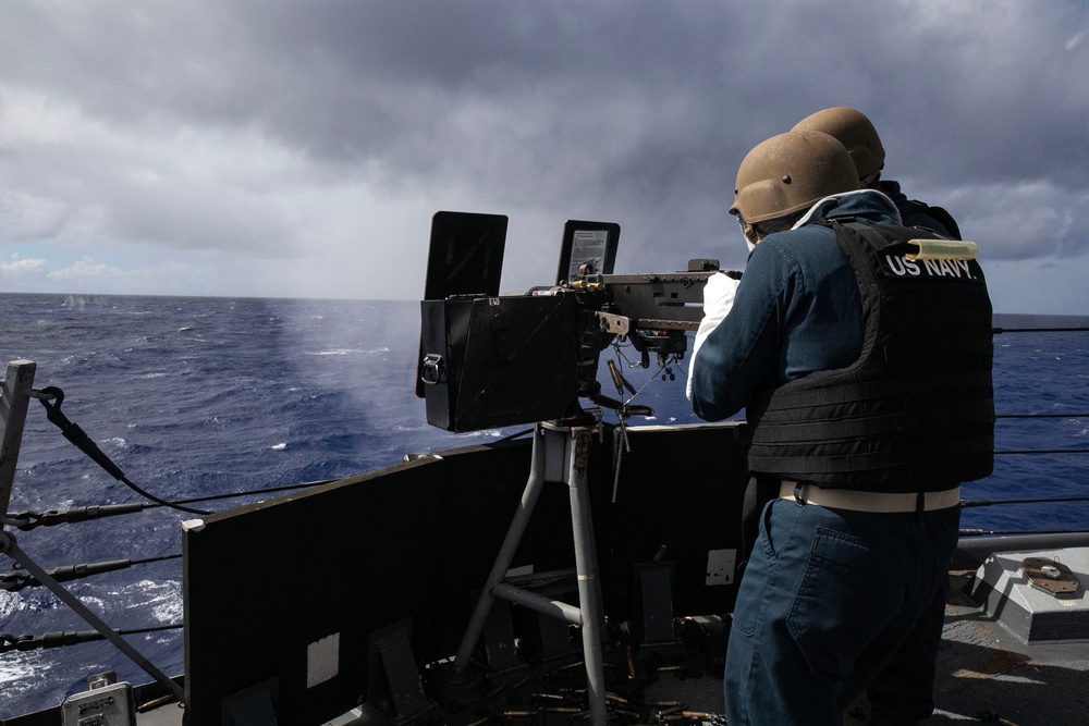 Wayne E. Meyer Sailors Conduct Crew Served Weapons Qualification Event