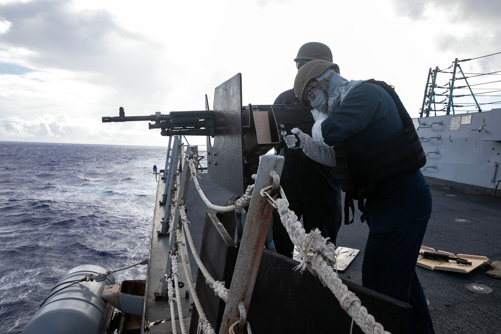 Wayne E. Meyer Sailors Conduct Crew Served Weapons Qualification Event