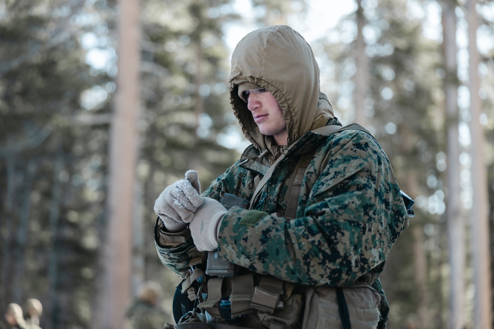 Marines with 1st Battalion, 6th Marine Regiment, 2d Marine Division conduct a live-fire range during MTX 2-25