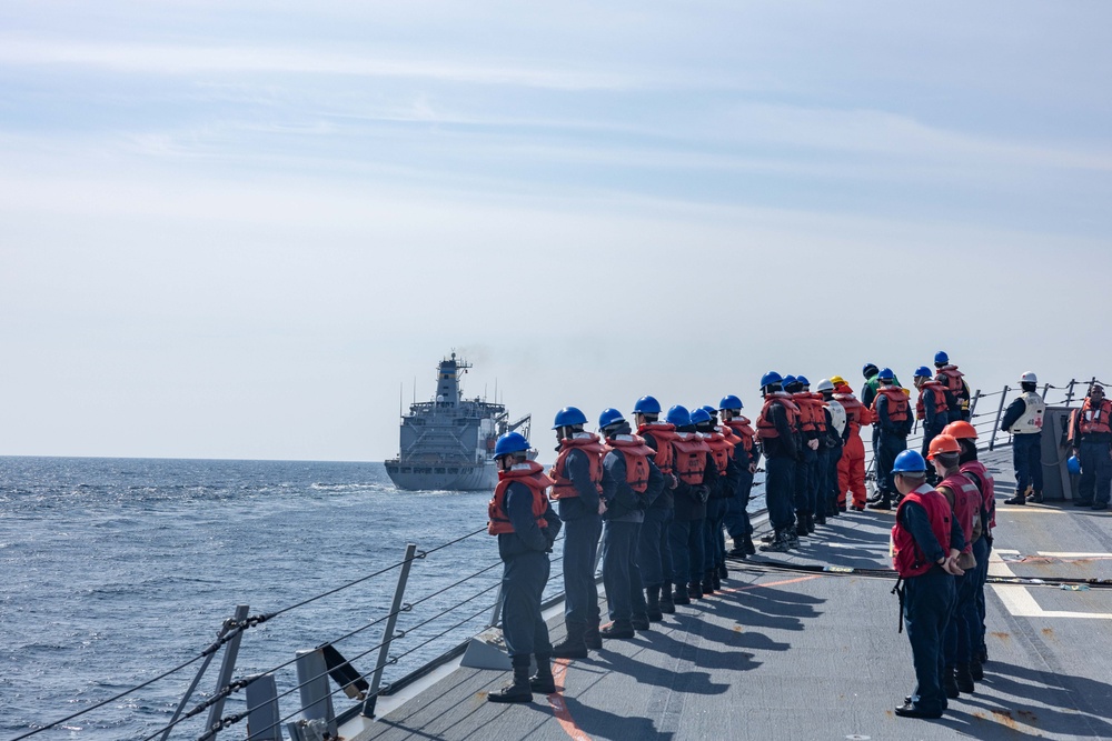 USS Ralph Johnson RAS with USNS Guadalupe