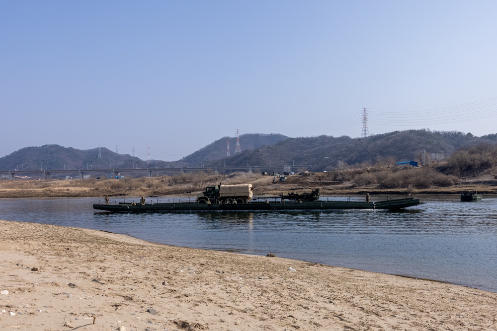 U.S. Marines and U.S. Army Soldiers Utilize an Improved Ribbon Bridge