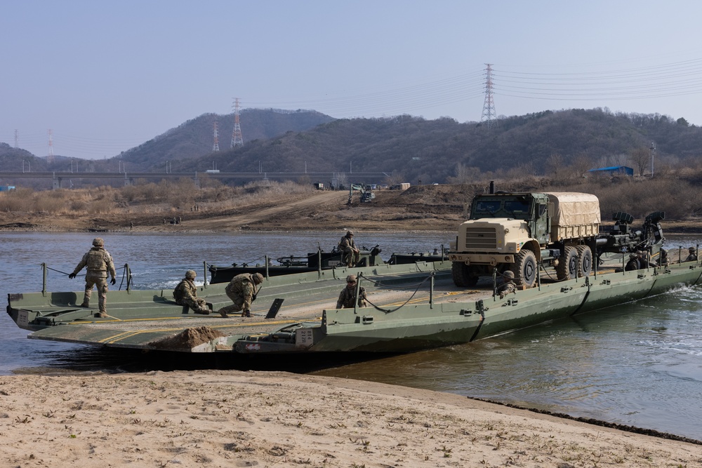 U.S. Marines and U.S. Army Soldiers Utilize an Improved Ribbon Bridge