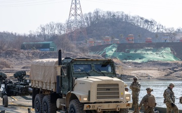 U.S. Marines and U.S. Army Soldiers Utilize an Improved Ribbon Bridge