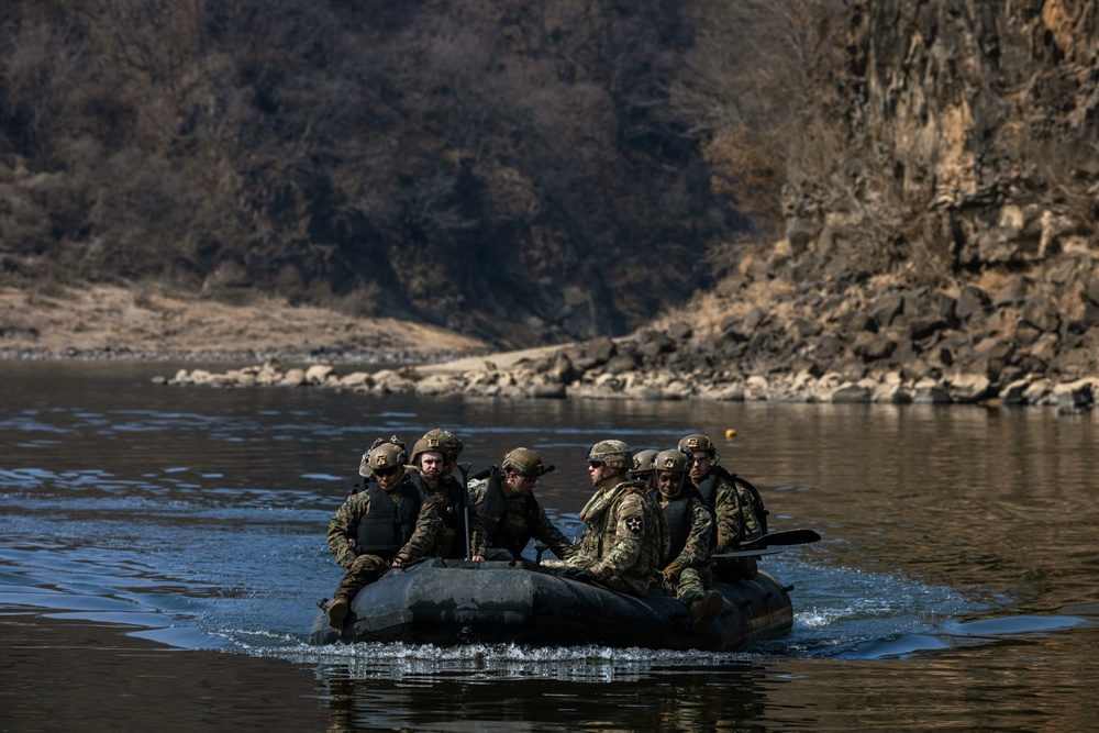 Stronger Together, U.S. Marines and U.S. Army Soldiers Move Equipment Using an Improved Ribbon Bridge