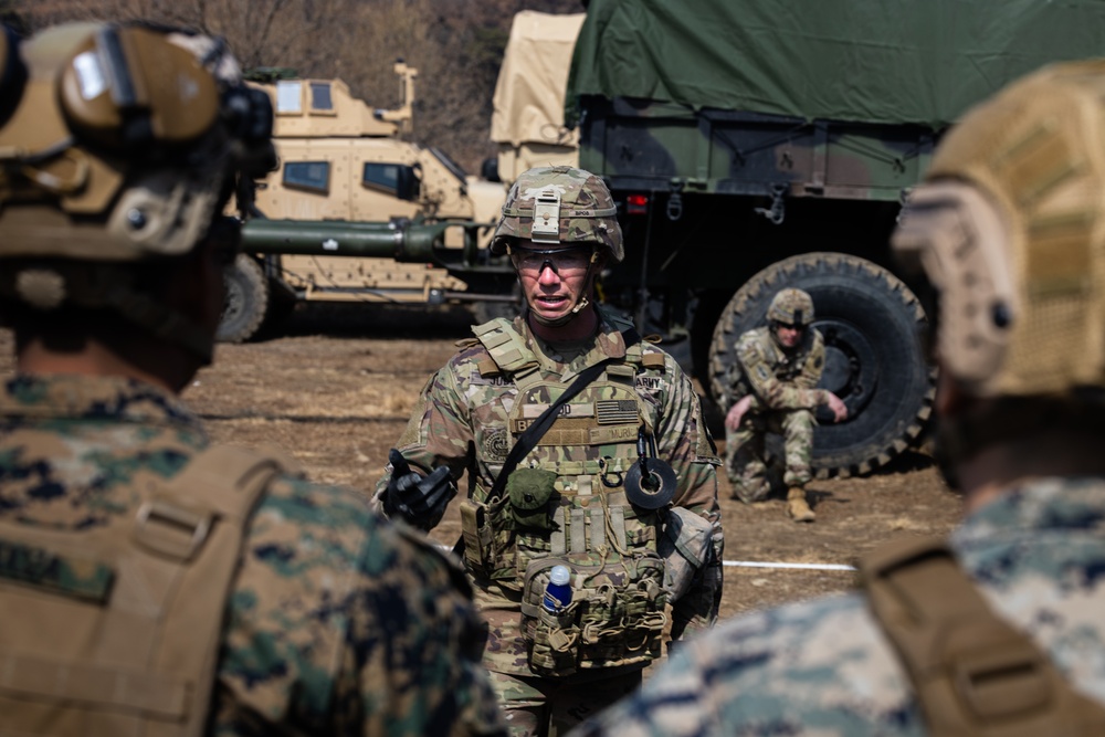 Stronger Together, U.S. Marines and U.S. Army Soldiers Move Equipment Using an Improved Ribbon Bridge