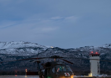 Alaska Army National Guard Black Hawk aviators conduct night operations training